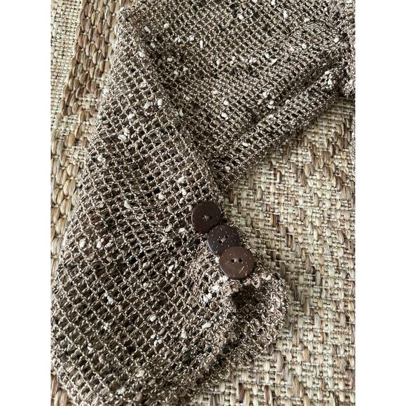Katie Todd brown open weave cardigan open front SZ L - Picture 8 of 9